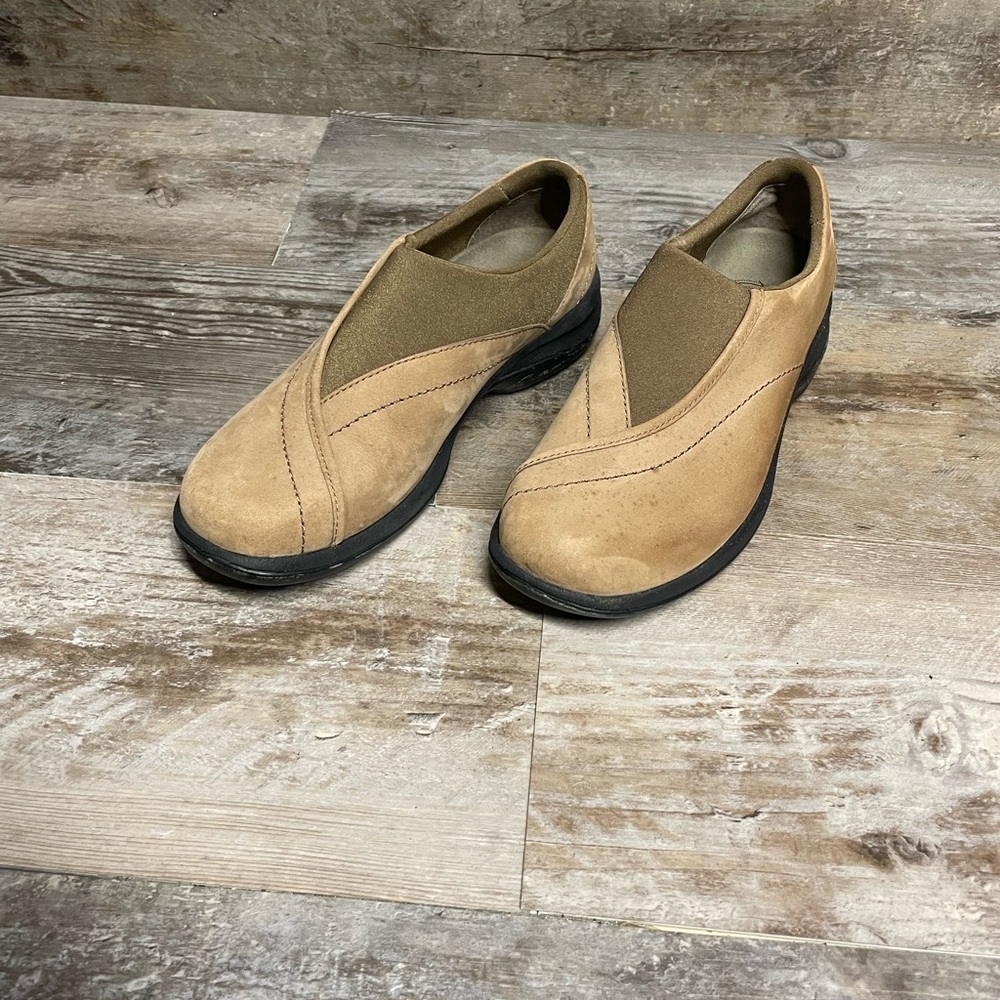 Merrell Topo Curve Stone Tan Leather Suede Slip On Shoes Women's Size 8